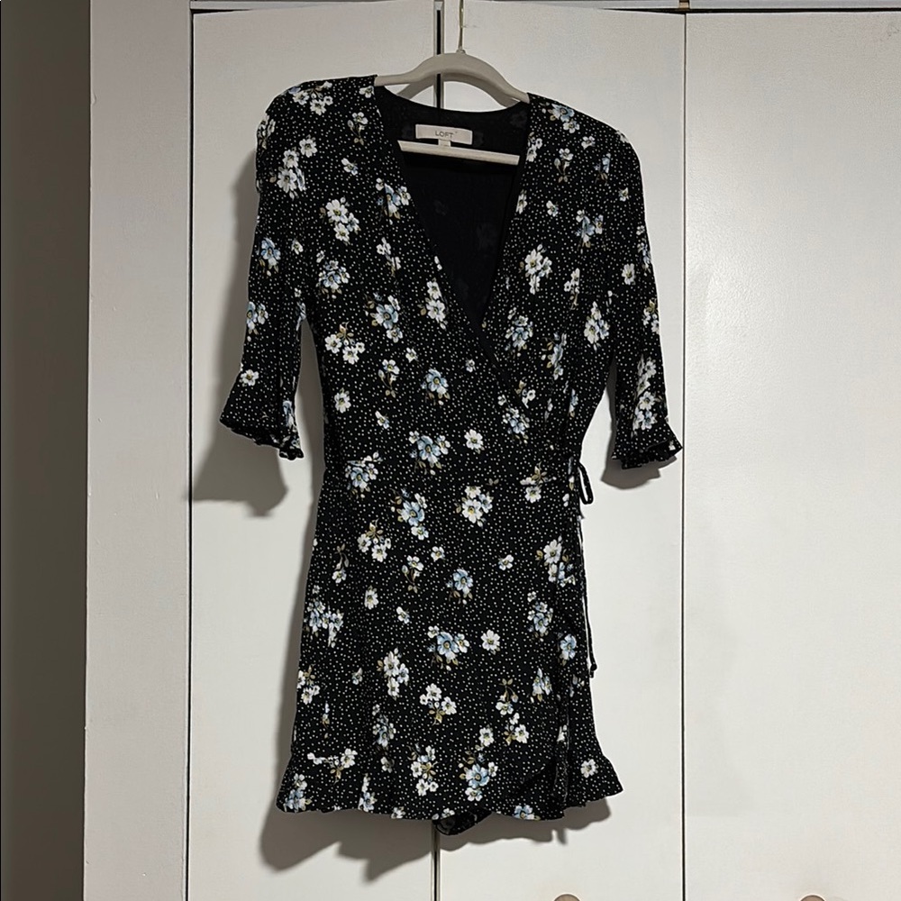 LOFT Floral Black Romper